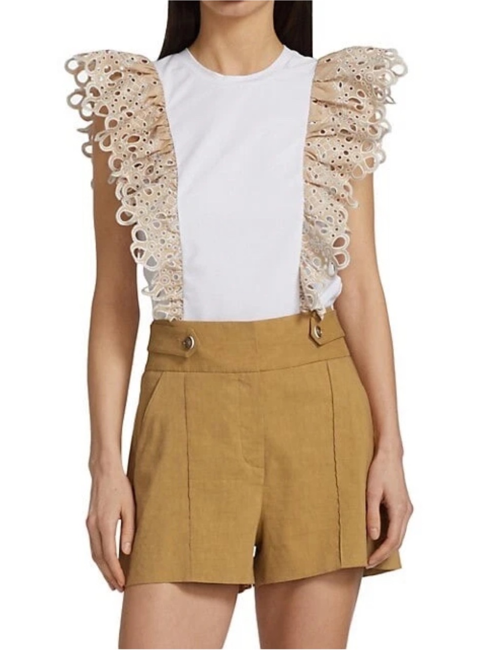 Veronica Beard Jadi Eyelet Ruffle Tee! Size small! Adorable!